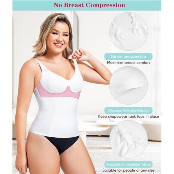 Tank Tops for Women – Tummy Control Shapewear, Seamless Body Shaper - Picture 3 of 7